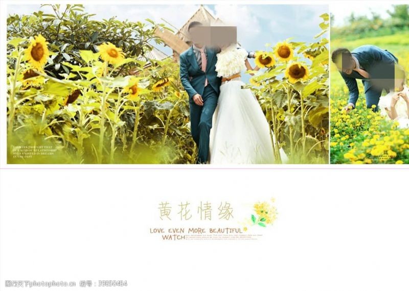 韩式婚礼黄花情愿时尚浪漫婚纱相册模板图片