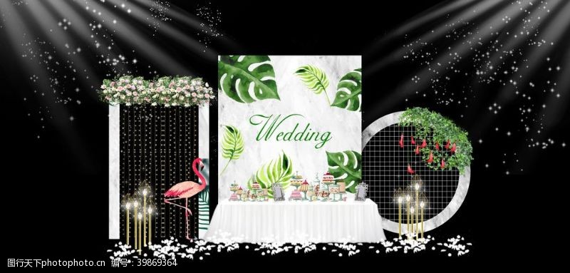 浅绿色火烈鸟主题婚礼图片