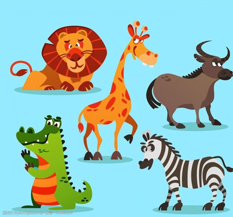 非矢量图卡通非洲野生动物图片