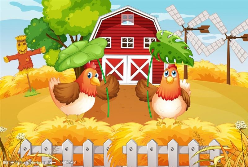 农场动物卡通鸡图片