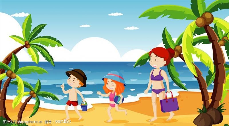 夏日旅游卡通夏天儿童图片