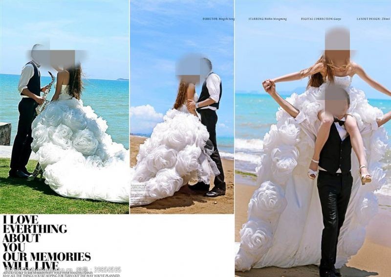 喷绘背景浪漫海滩婚纱照相册模板图片