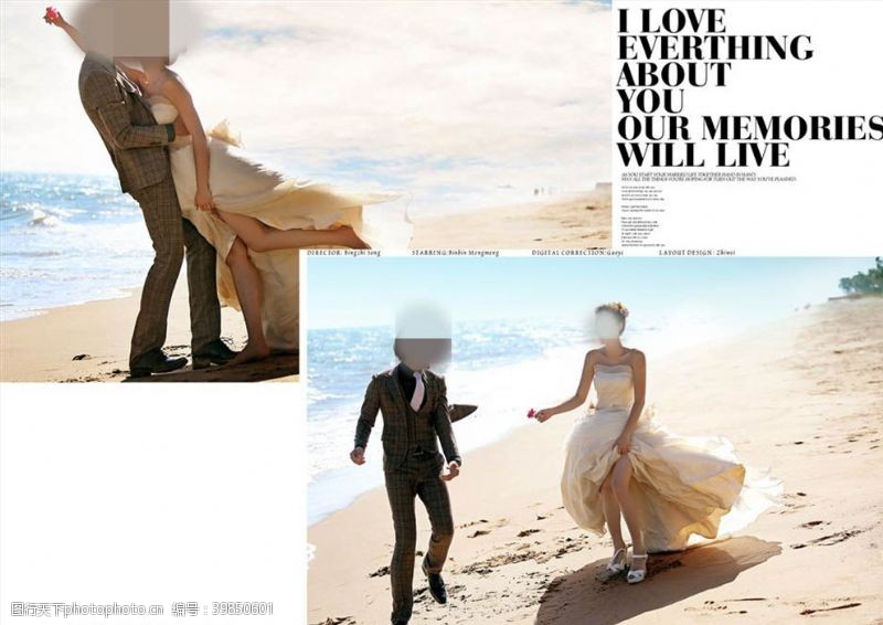 婚纱背景浪漫海滩婚纱照相册模板图片