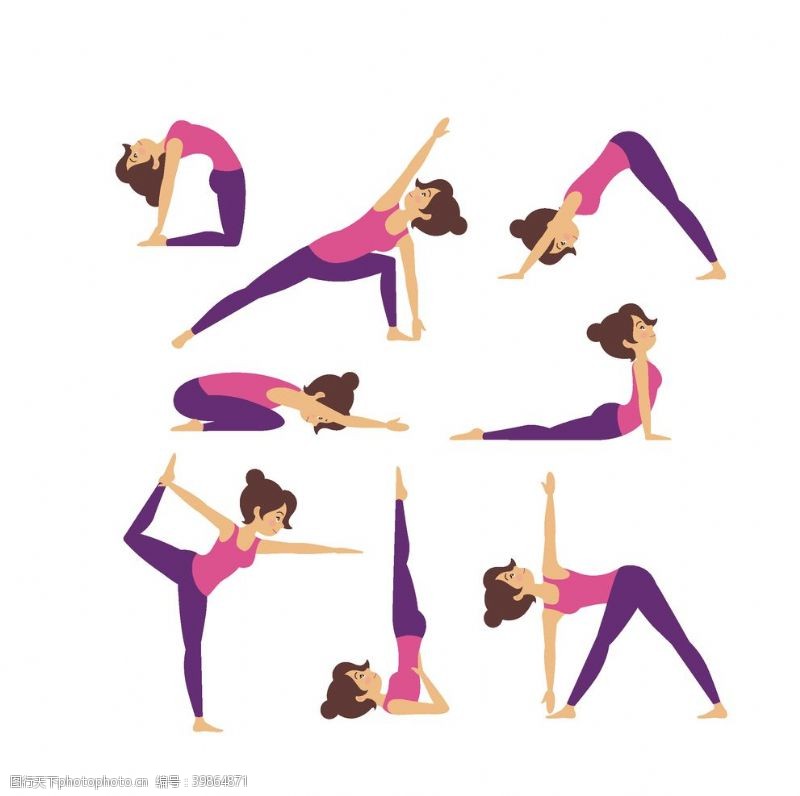矢量运动人物女性瑜珈运动图片