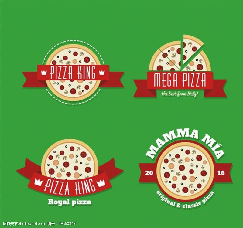快餐矢量披萨标签矢量图片