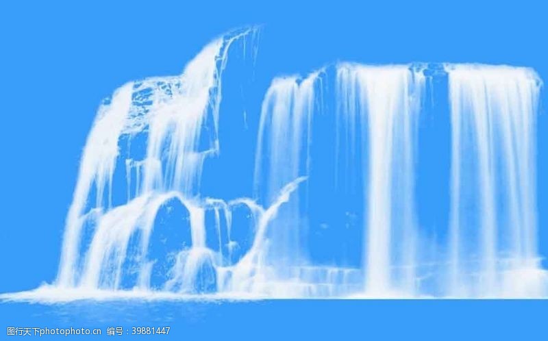 中国风笔刷瀑布图片