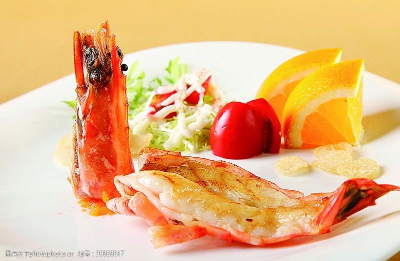 日常传统日式铁板烧北海大虾图片