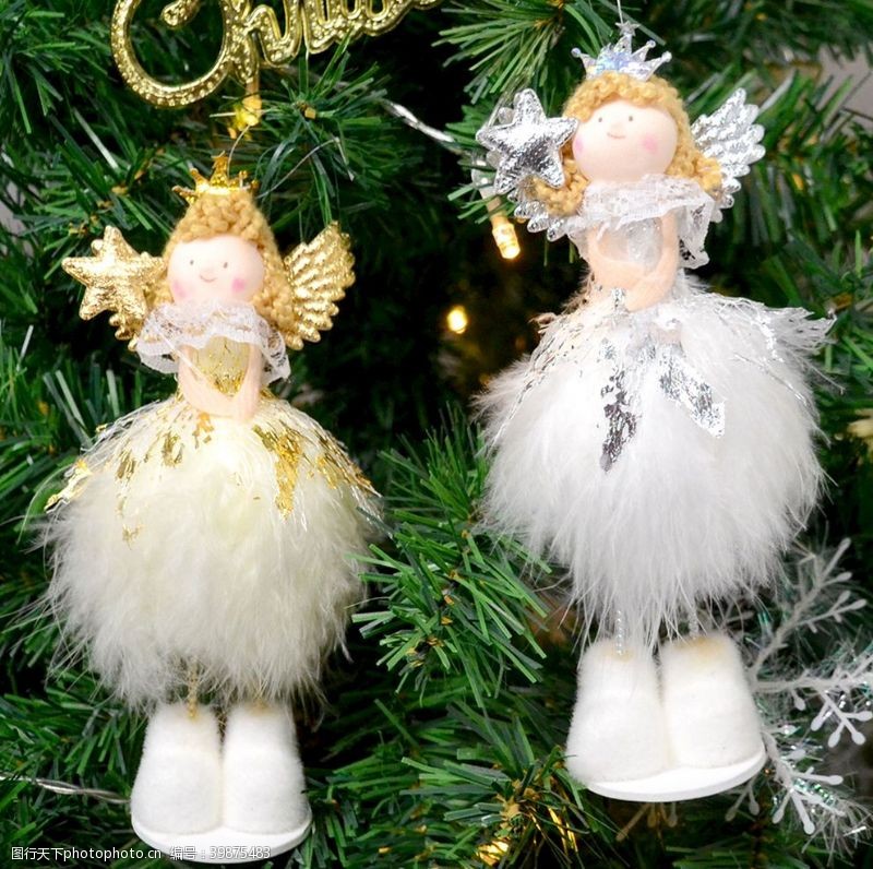 挂件圣诞树挂饰白色天使图片