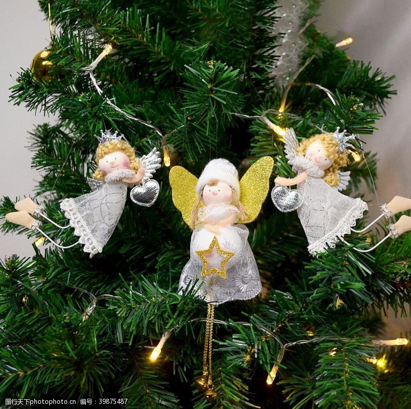圣诞节天使圣诞树挂饰白色天使图片