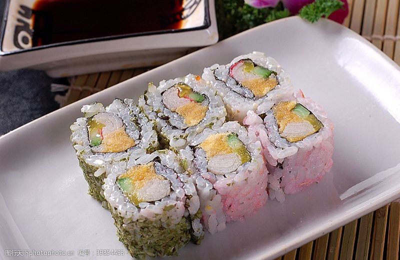 主食类寿司类小花卷寿司图片