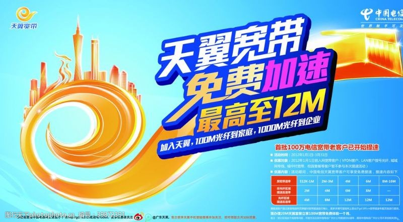 中国电信天翼海报天翼宽带免费加速图片