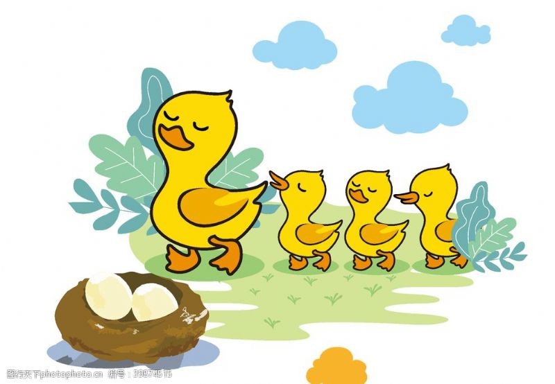 读书插画小鸭子图片