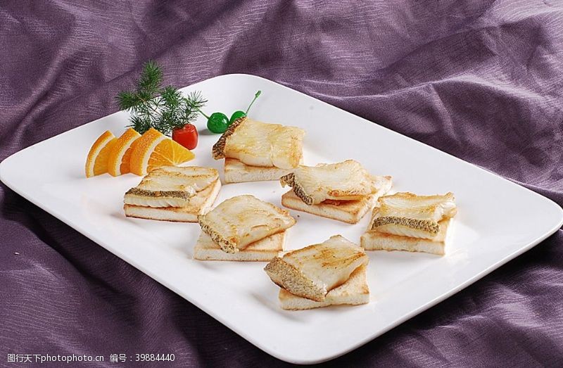 银色名片西餐日式银鳕鱼图片