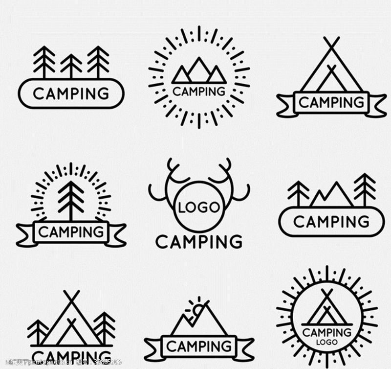 帐篷广告野营标志矢量图片