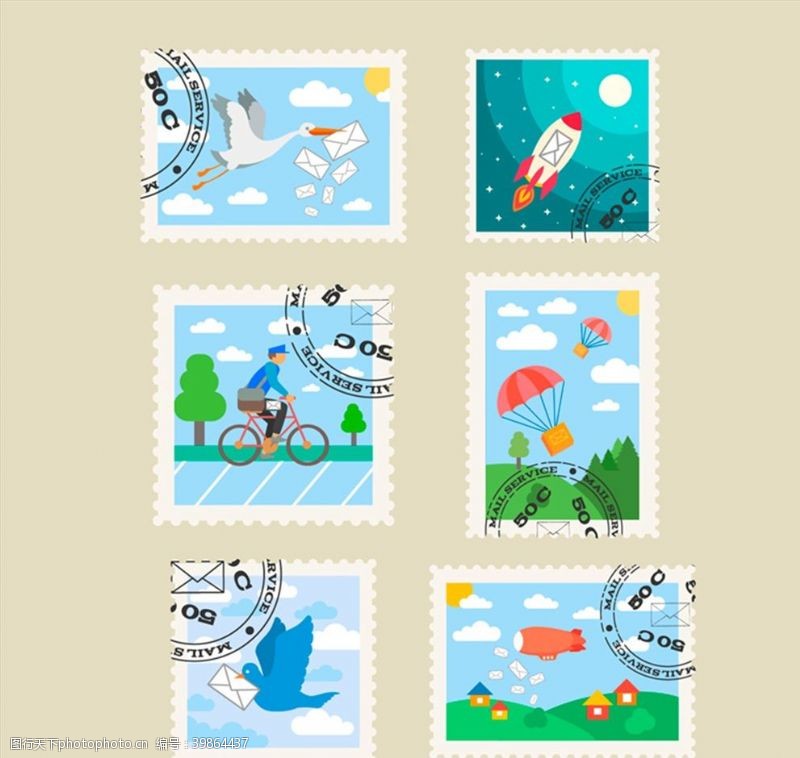 邮票设计矢量图片