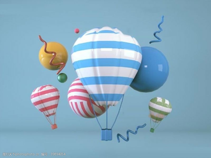 装饰气球C4D简约大气热气球装饰元素图片