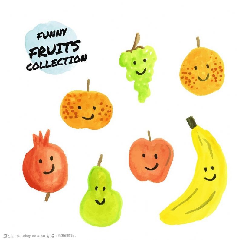 矢量香蕉彩绘表情水果图片