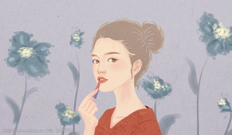 登高节彩妆美女插画图片