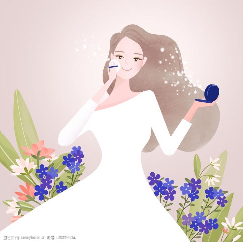 三八女神节彩妆美女插画图片