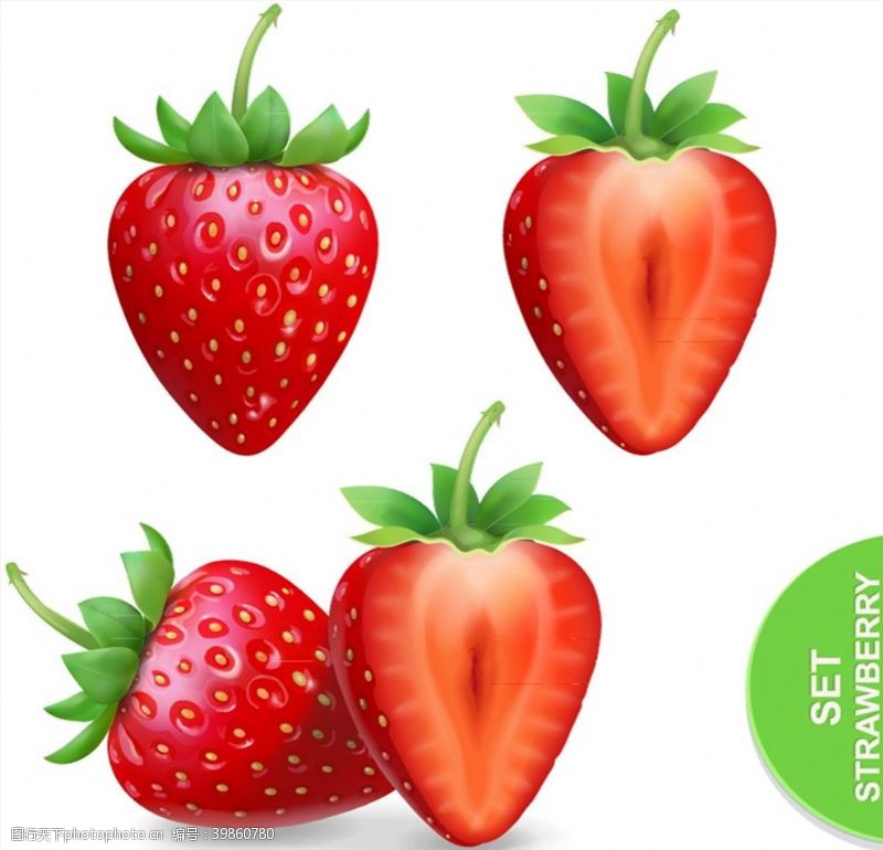矢量水果素材草莓和切面矢量图片