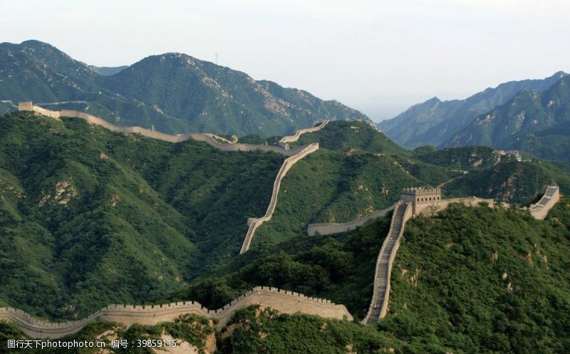 火山背景长城图片