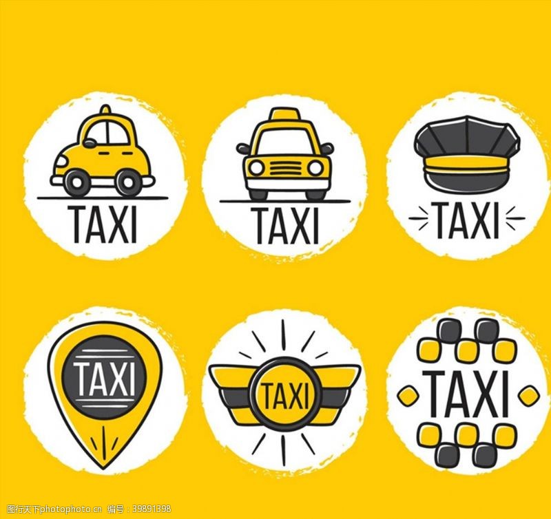 出租车图标出租车元素标签图片