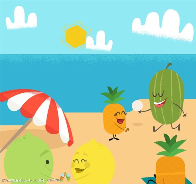 柠檬广告度假的水果们图片