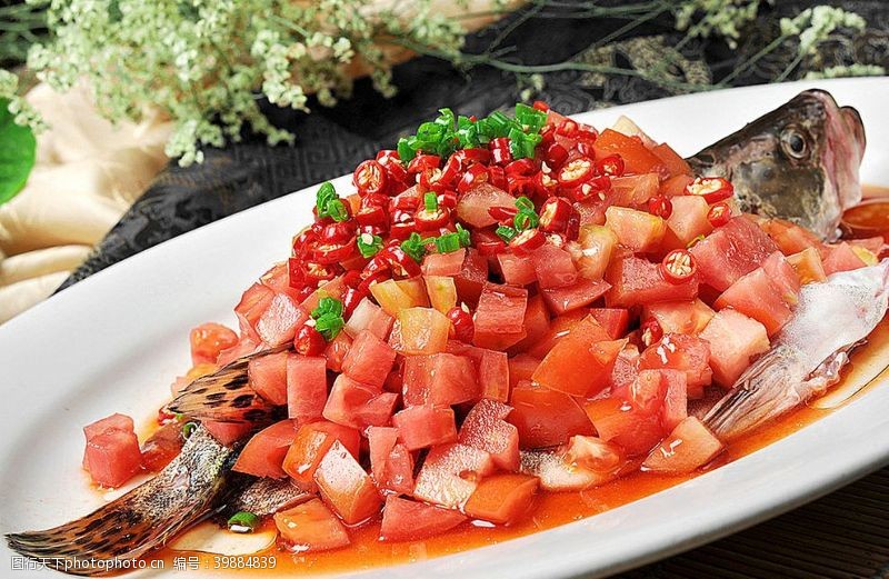 主食番茄蒸桂鱼图片