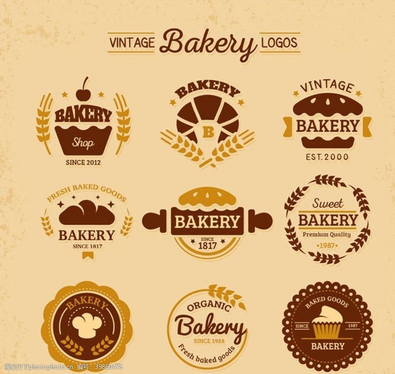 烘培标志复古面包店标志图片