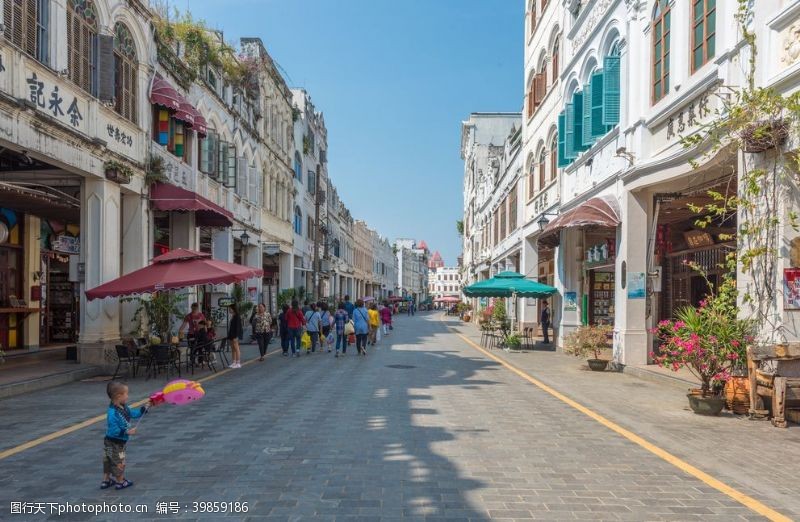 城市俯视图海口骑楼老街图片