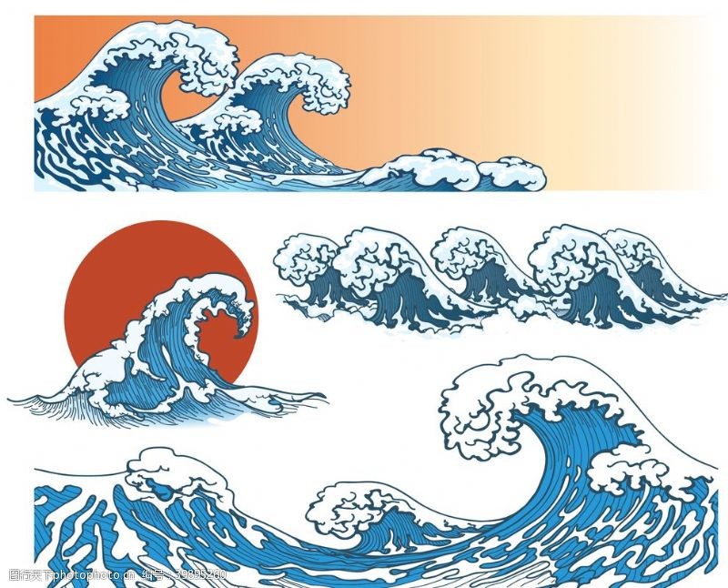 传统夏日素材背景海浪波浪波纹图片