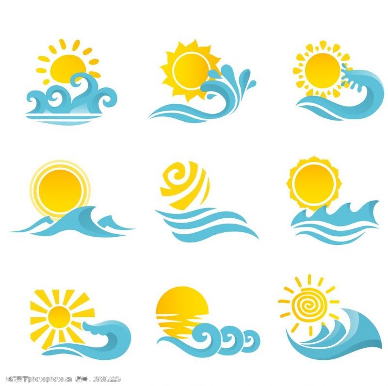 夏日元素海浪太阳图片