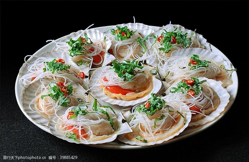 餐饮名片海鲜藿香蒸扇贝图片