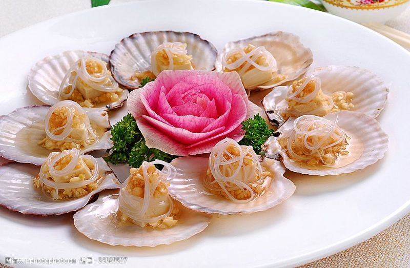 餐饮名片海鲜蒜茸扇贝图片