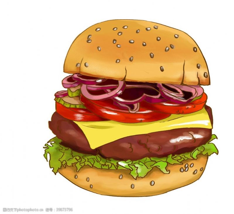 其他原创汉堡食物原创插画图片