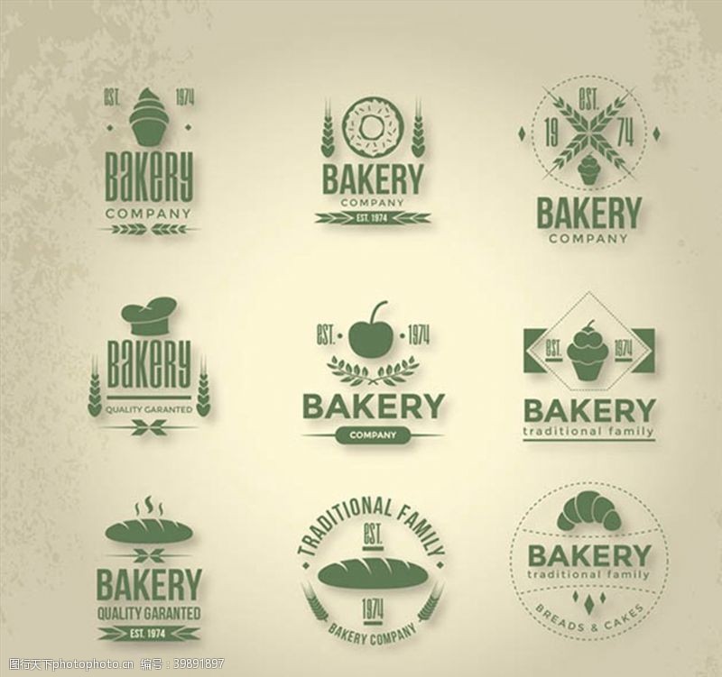 甜甜圈矢量烘培食品标识图片