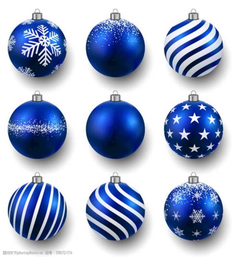 立体小球蓝色圣诞小球图片