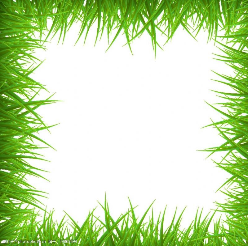 绿背景绿草空白框架背景图片