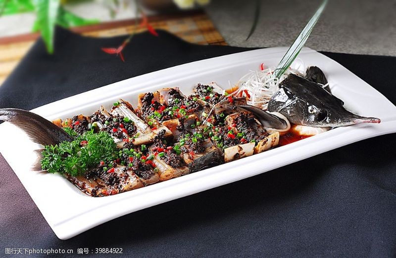 中华菜肴清蒸豉香中华鲟图片