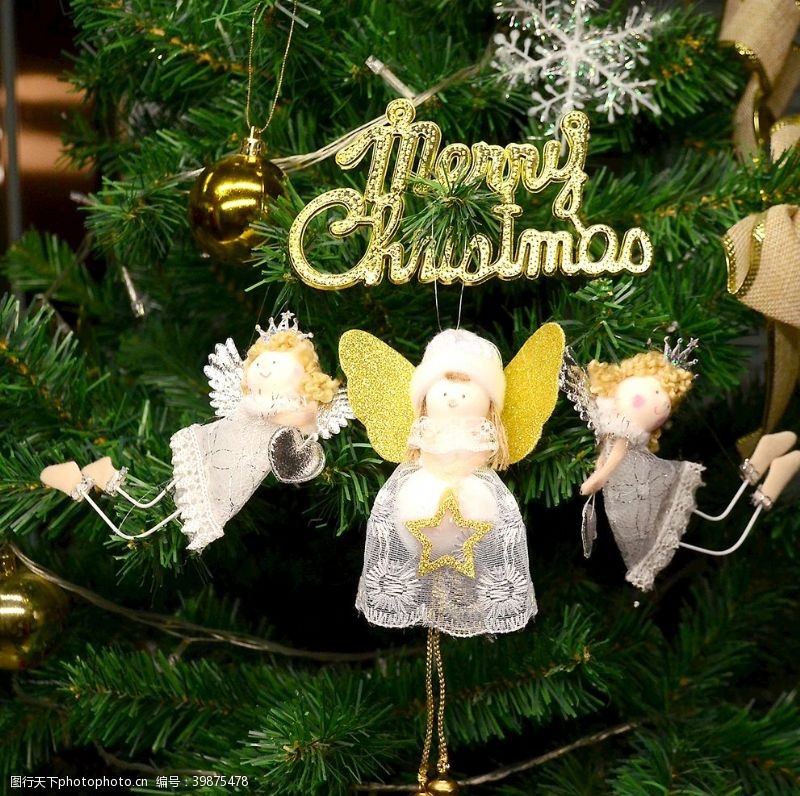 圣诞饰品圣诞树挂饰白色天使图片