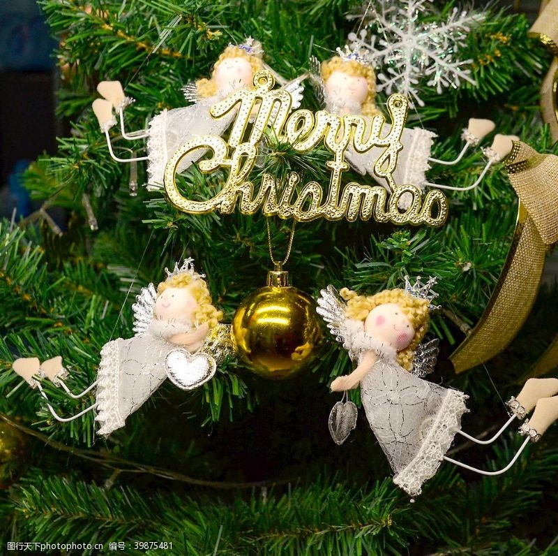 圣诞节天使圣诞树挂饰白色天使图片