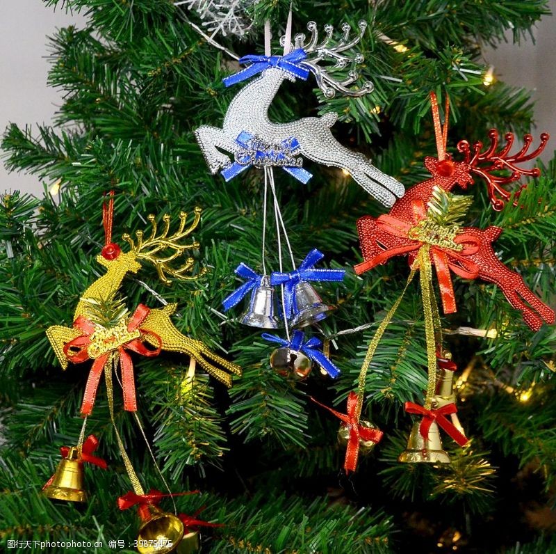 圣诞饰品圣诞树挂饰麋鹿铃铛图片
