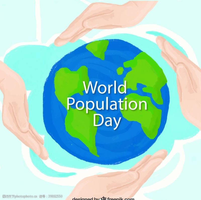 世界地球日世界人口日贺卡图片