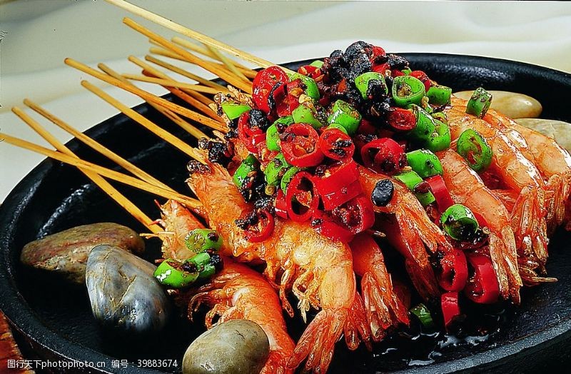 石锅鸡米饭铁板石烤虾图片