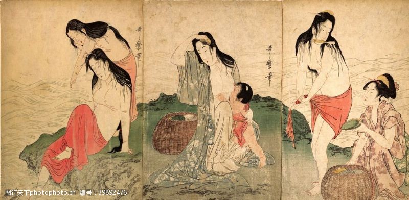 传统浮世绘喜多川歌麿版画图片