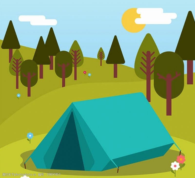 郊外野营帐篷风景图片