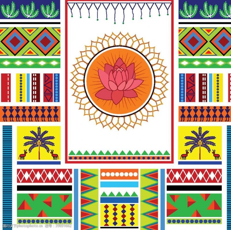 民族花纹印度民族图案印度花纹印花图片