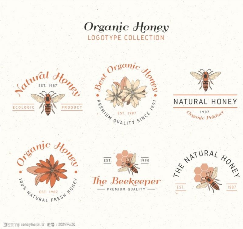 蜂巢有机蜂蜜标志图片
