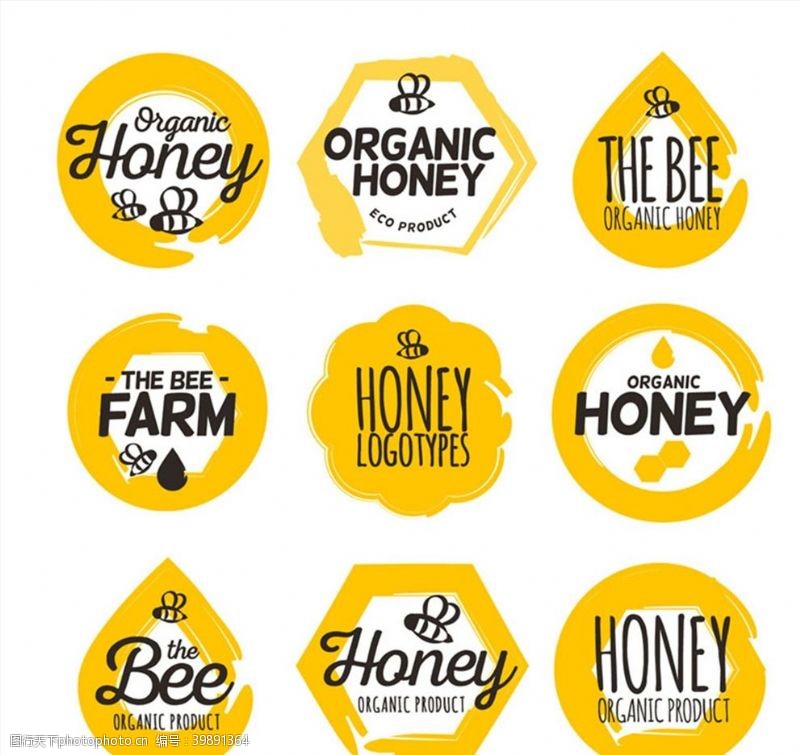 有色标志有机蜂蜜标志图片