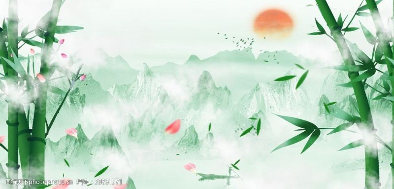 工笔梅花中国风背景图片
